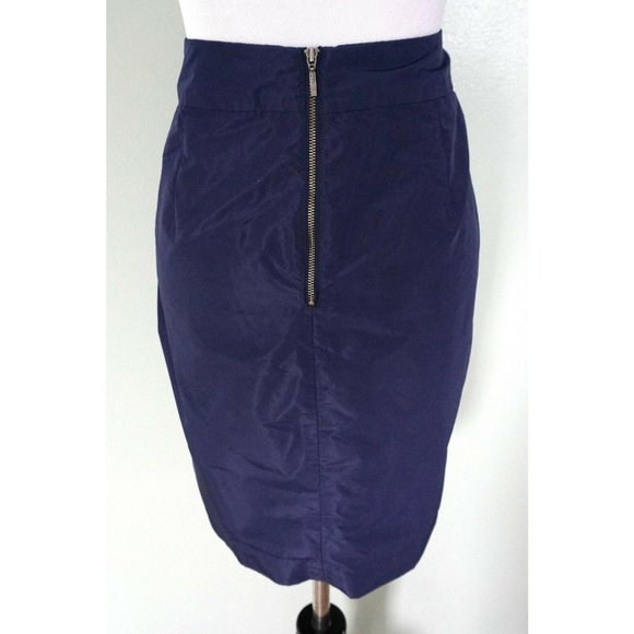 BANANA REPUBLIC Blue Pleated Zip Career Work Skirt - Picture 4 of 6
